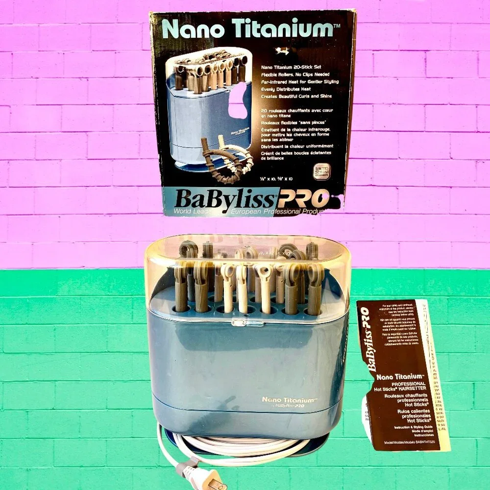 BaByliss Nano Titanium Flexible Hair Curlers Pro 20 HOT STICKS Set